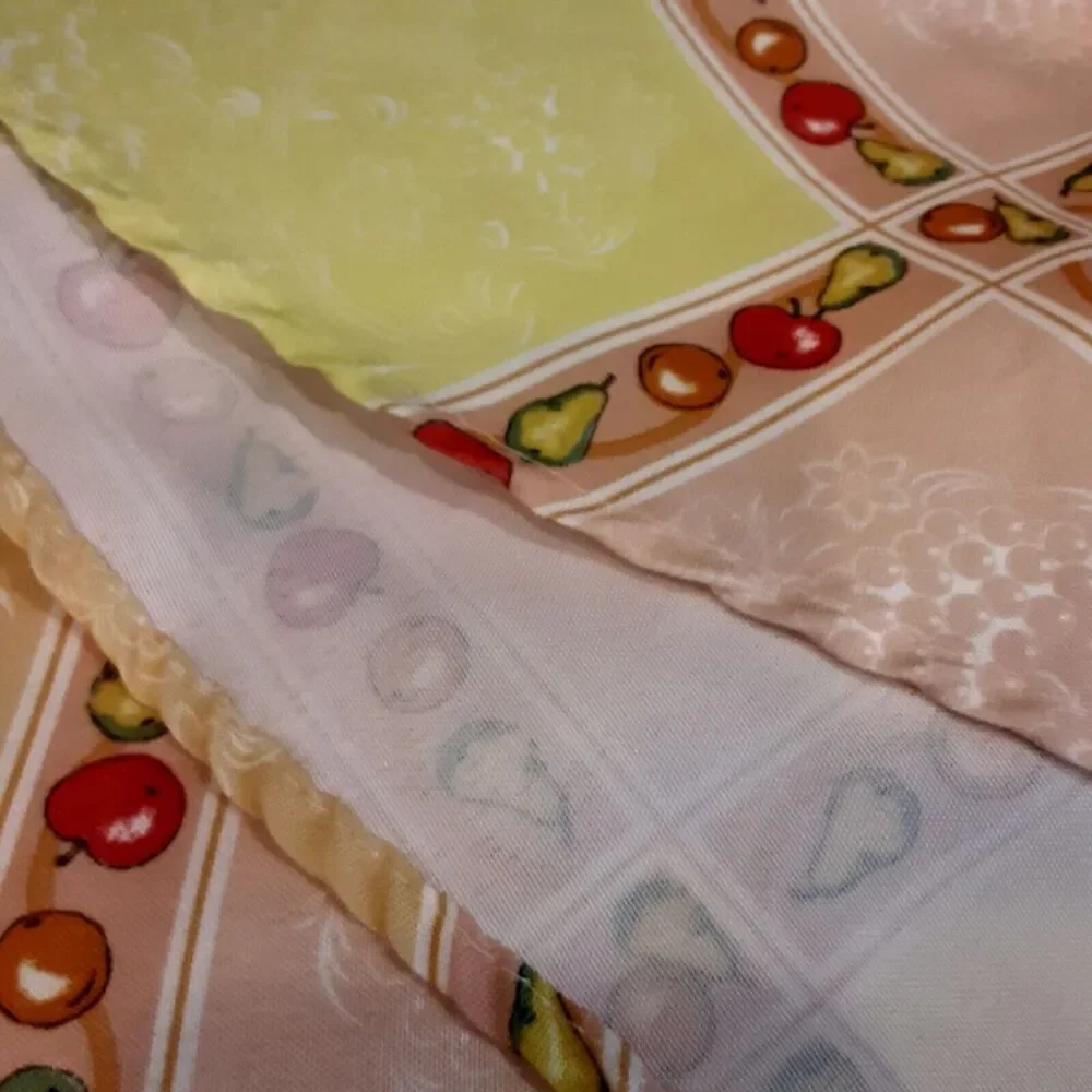 Vintage Fruit Block Pattern Tablecloth Oval Cheerful & Sunny